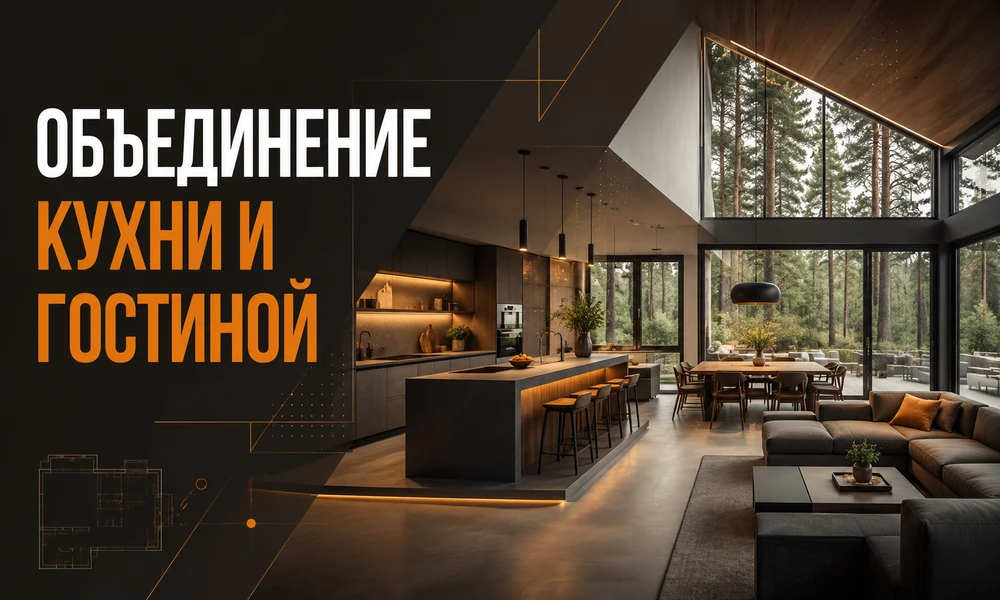 Объединение кухни и гостиной